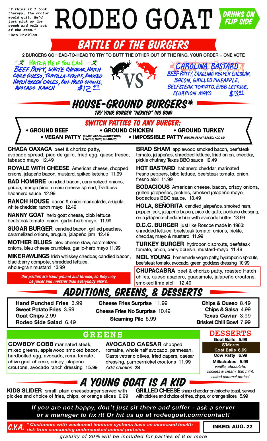 Rodeo Goat Dallas Food Menu