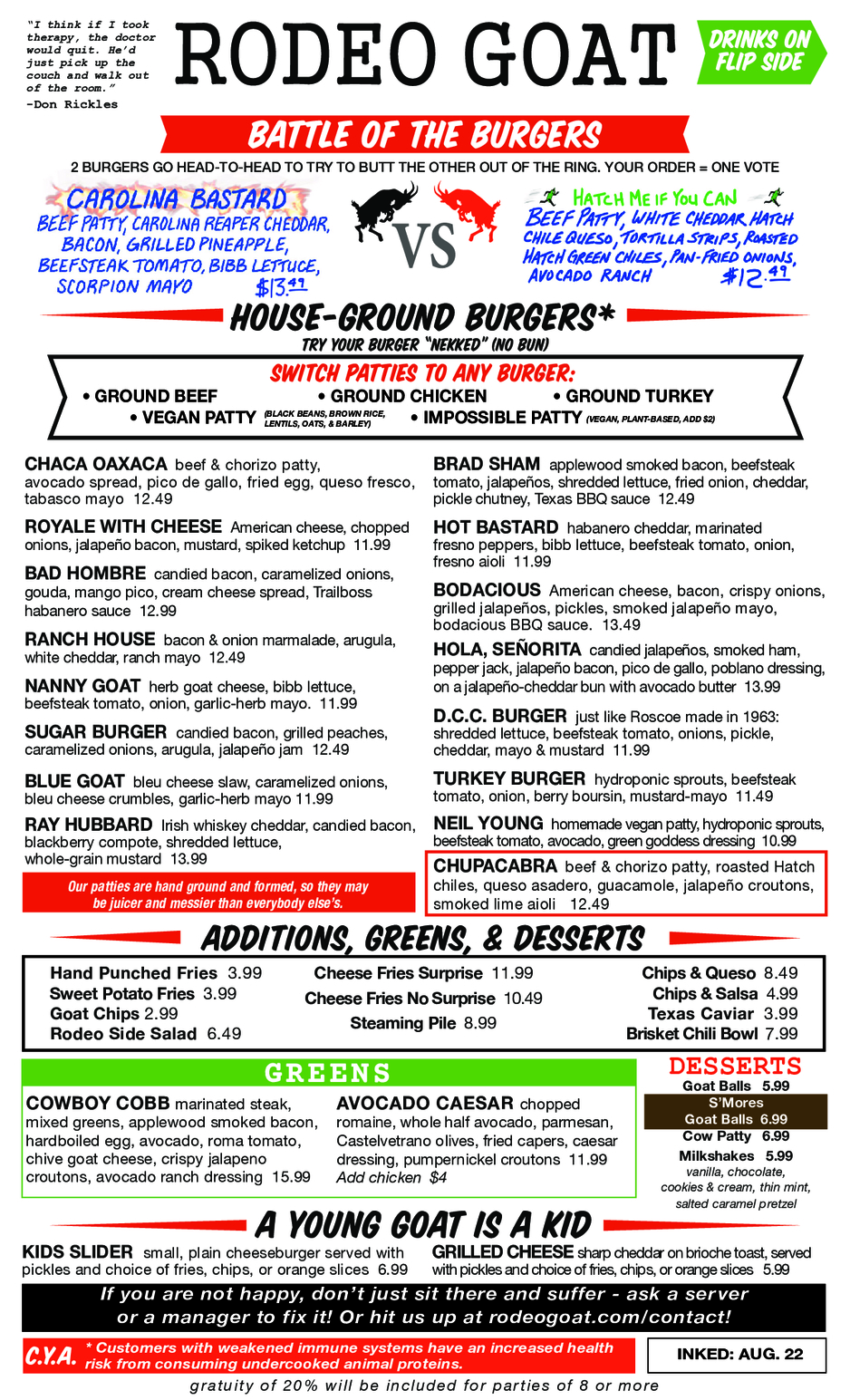 Rodeo Goat Rockwall Food Menu